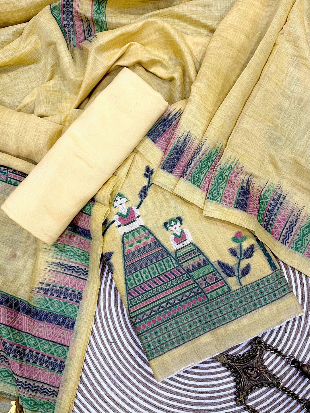 

ZARIMO Pure Cotton Unstitched Dress Material, Yellow
