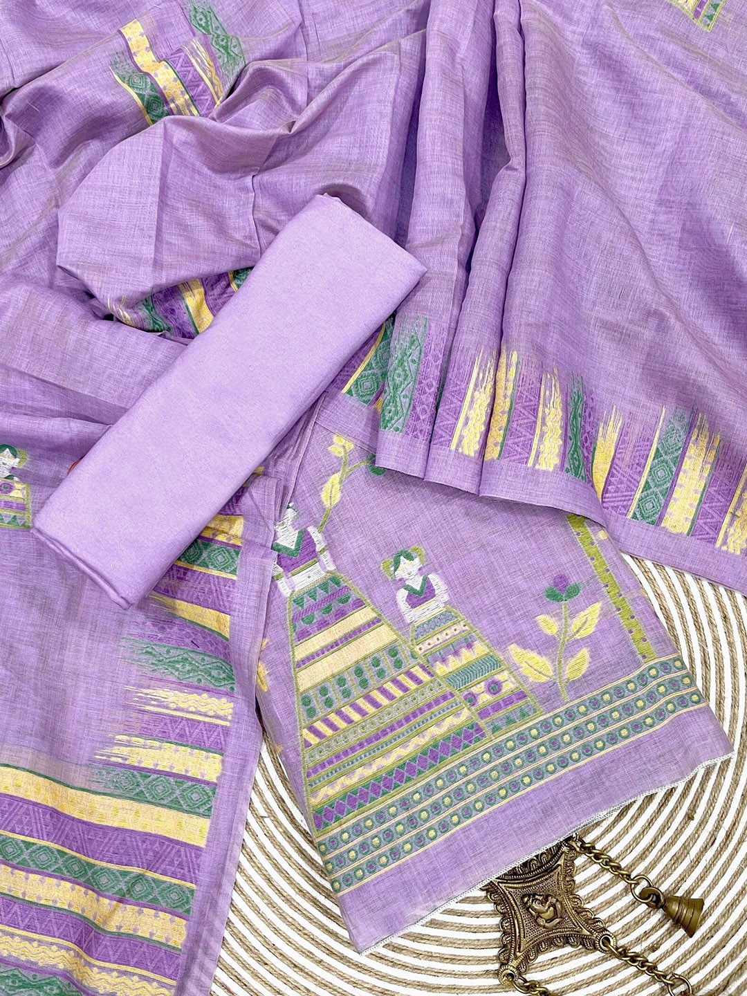 

ZARIMO Pure Cotton Unstitched Dress Material, Lavender