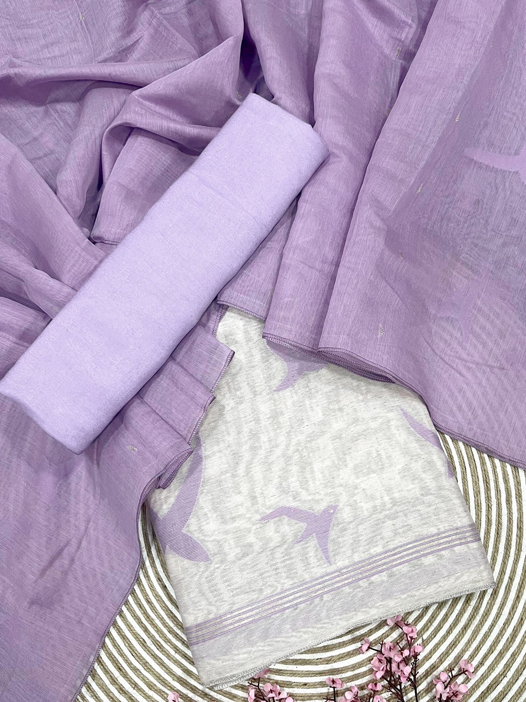 

ZARIMO Linen Unstitched Dress Material, Lavender
