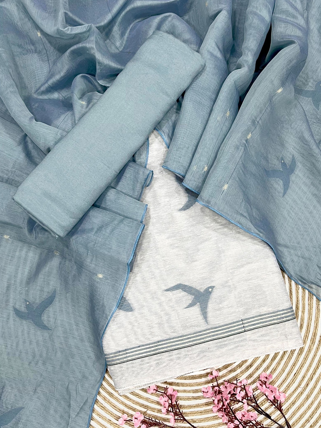 

ZARIMO Linen Unstitched Dress Material, Teal