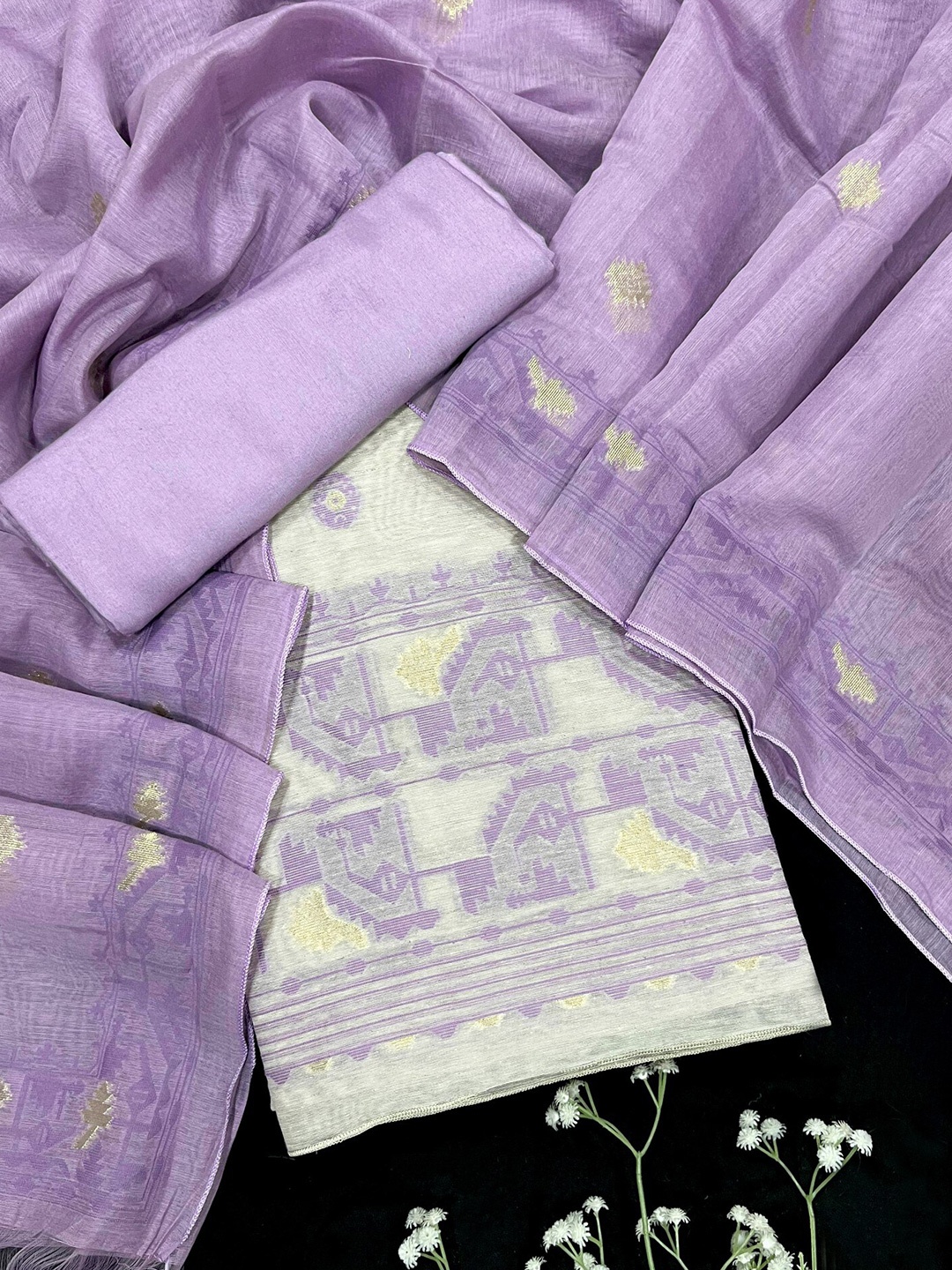 

ZARIMO Linen Unstitched Dress Material, Lavender