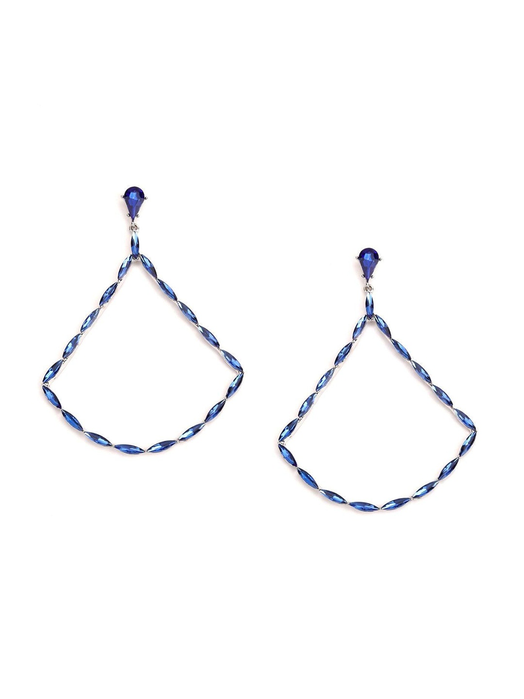 

ODETTE Silver-Plated Contemporary Rhinestone Drop Earrings, Blue