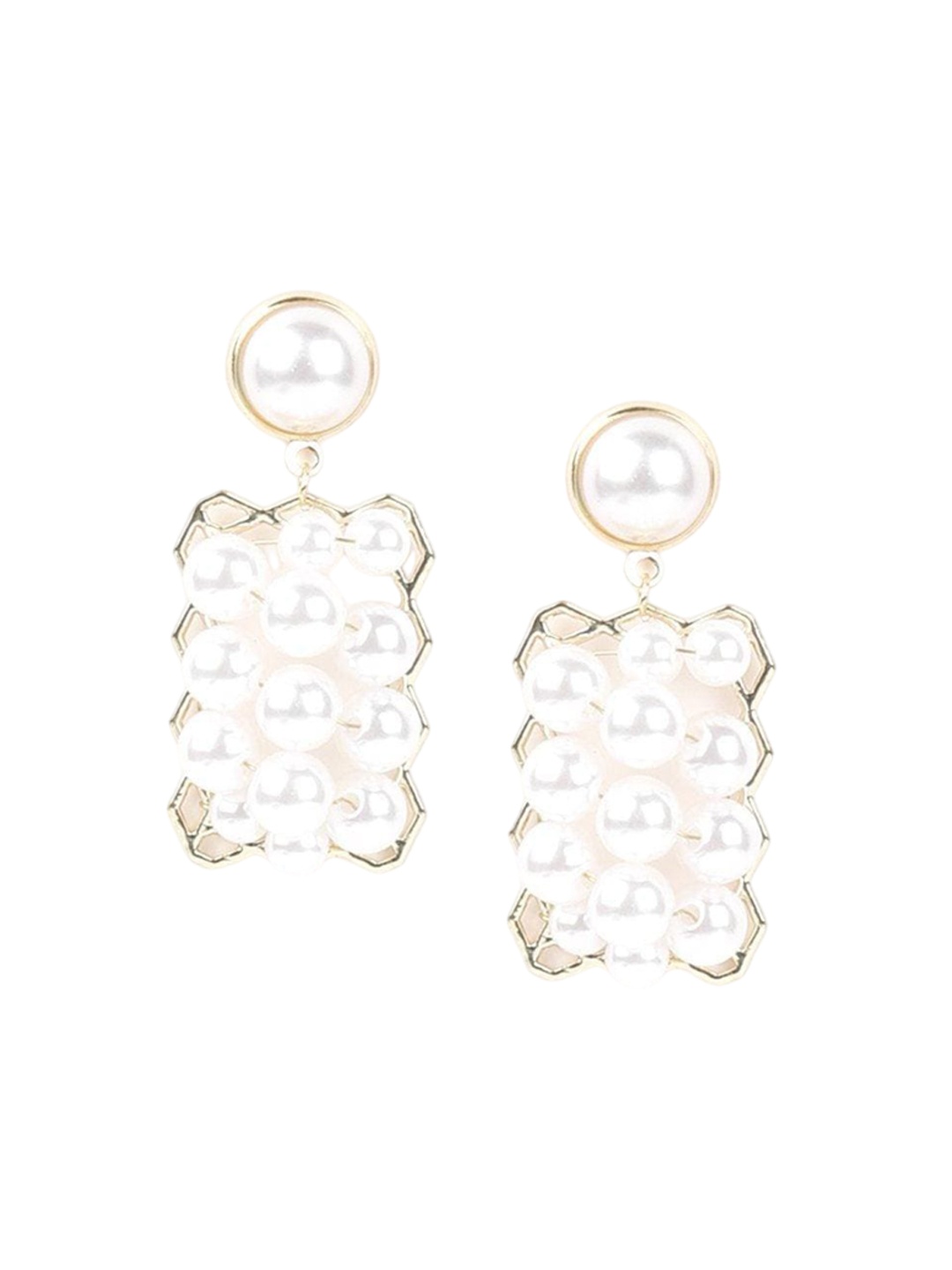 

ODETTE Gold-Plated Contemporary Drop Earrings, White