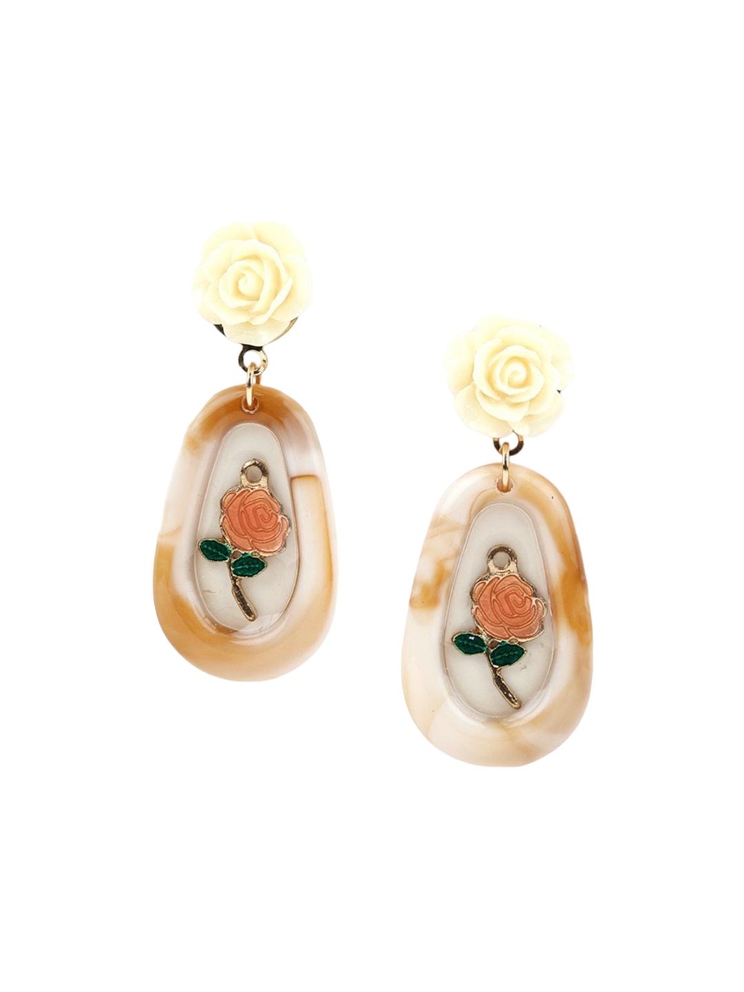 

ODETTE Gold-Plated Contemporary Drop Earrings, White