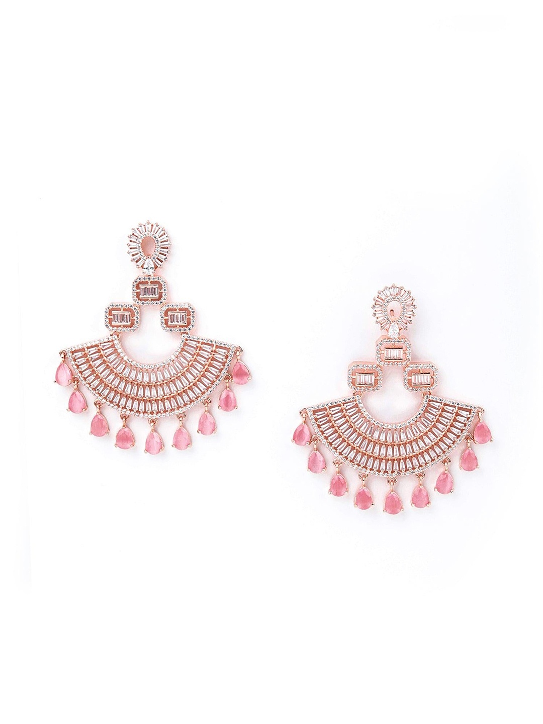 

ODETTE Gold-Plated Metal Contemporary Chandbalis Earrings