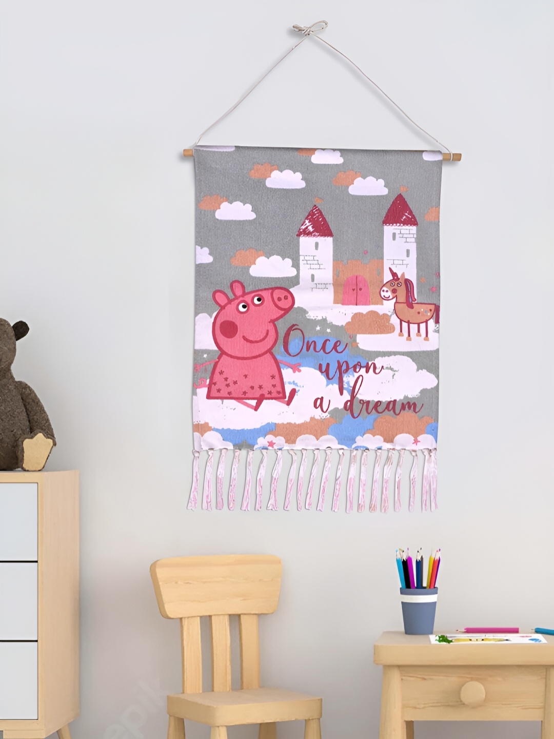 

Saral Home Grey & Pink Printed Wall Hanging
