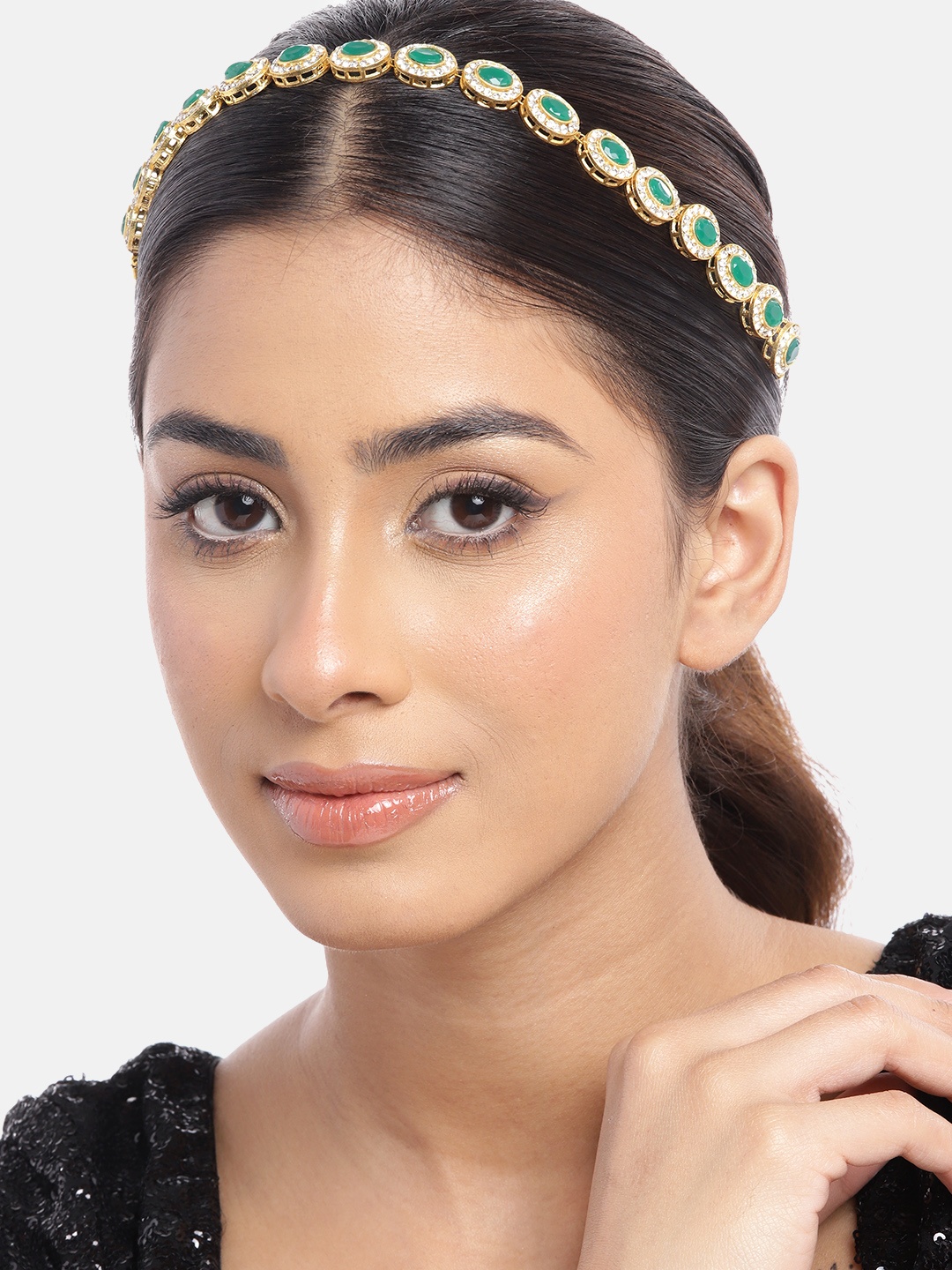 

Anouk Gold-Plated Kundan Studded Matha Patti, Green