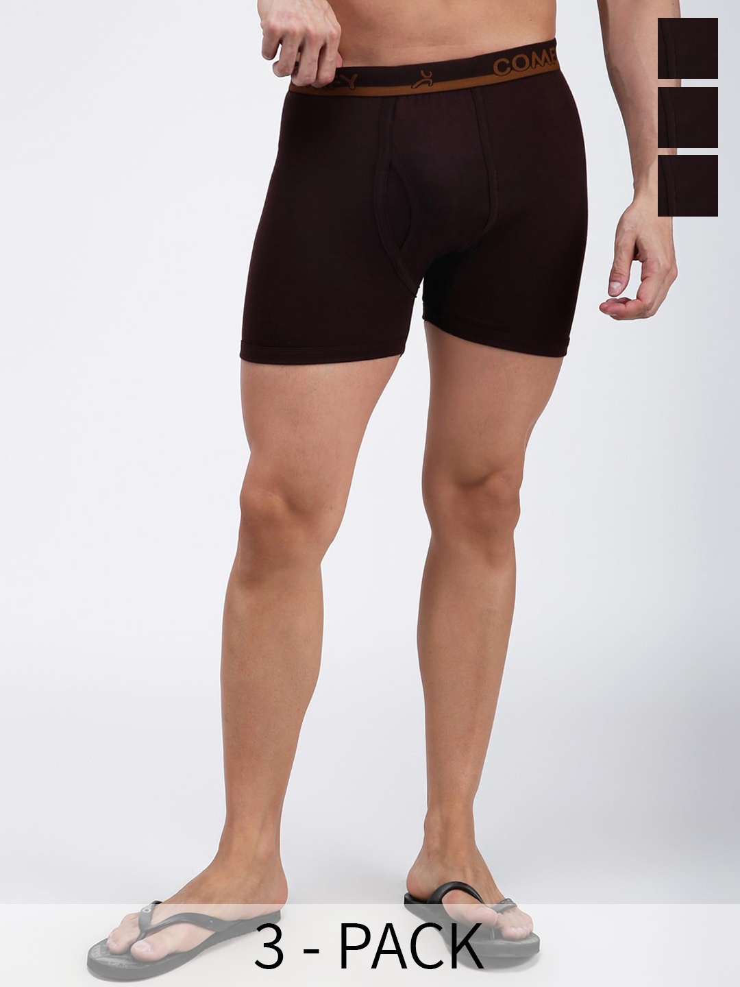 

AMUL COMFY Pack Of 3 Pure Cotton Breathability Trunks AC-LPTROE-CB-4XL-3PC, Coffee brown