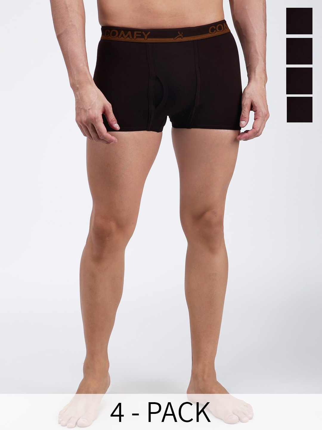 

AMUL COMFY Pack Of 4 Pure Cotton Trunks AC-MTROE-CB-S-4PC, Black