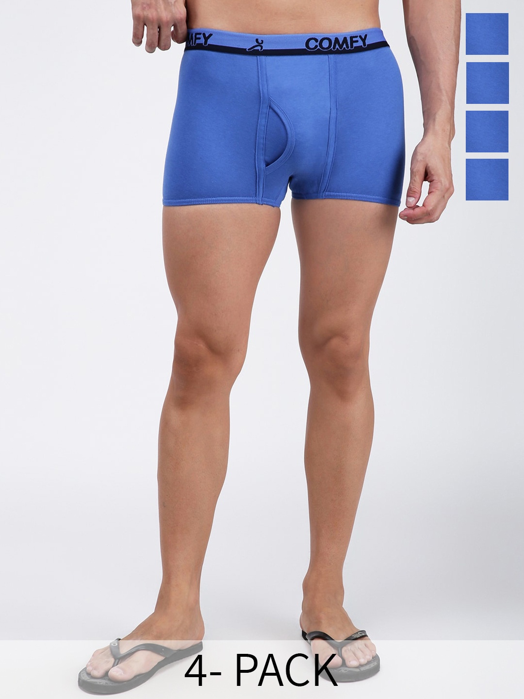 

AMUL COMFY Pack Of 4 Pure Cotton Breathability Trunks AC-MTROE-SKY-3XL-4PC, Blue