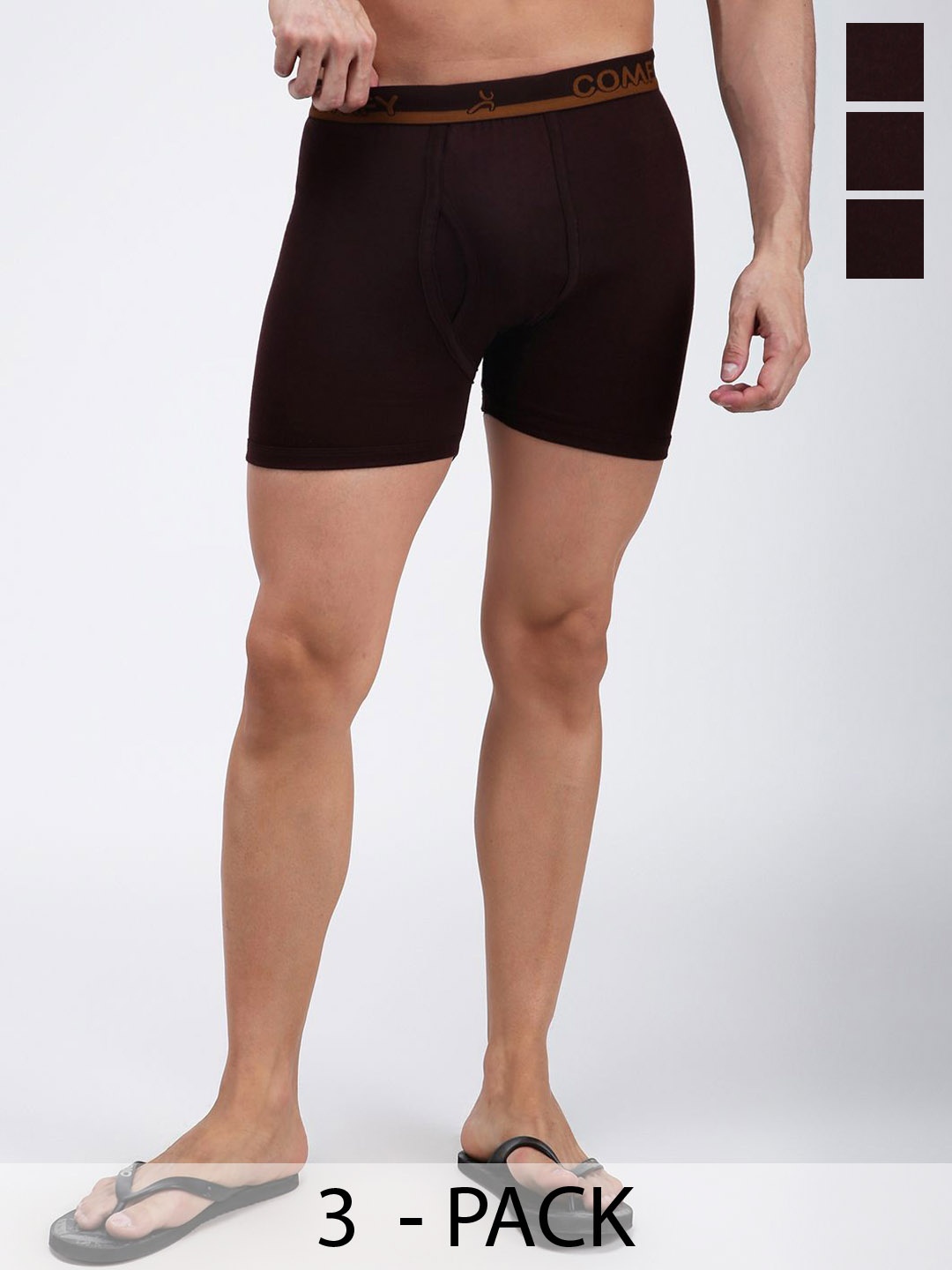 

AMUL COMFY Pack Of 3 Pure Cotton Trunks AC-LPTROE-CB-XS-3PC, Coffee brown