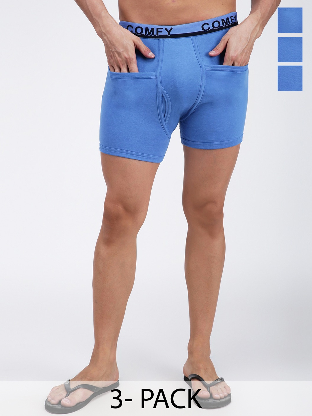 

AMUL COMFY Pack Of 3 Pure Cotton Breathability Trunks AC-PCLTROE-SKY-XL-3PC, Blue