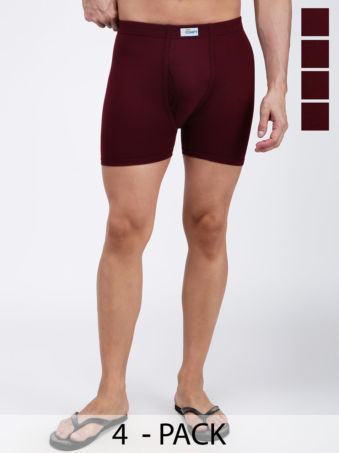 

AMUL COMFY Pack Of 4 Pure Cotton Trunks AC-LPTROE-MAR-XL-4PC, Maroon