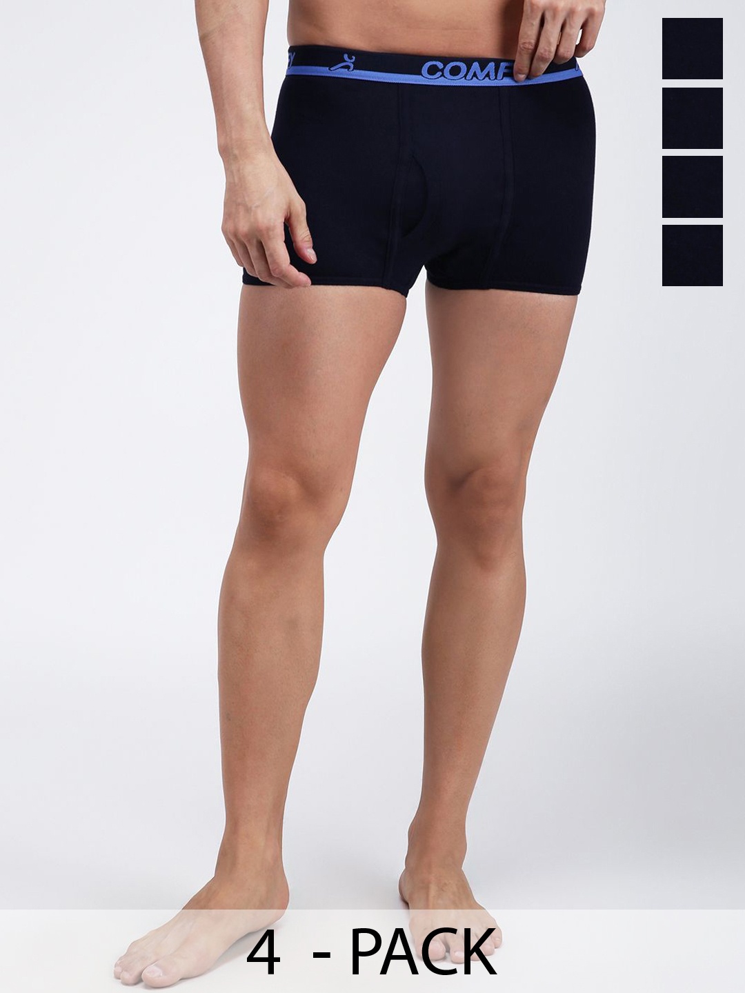

AMUL COMFY Pack Of 4 Pure Cotton Trunks AC-MTROE-NVY-XL-4PC, Navy blue