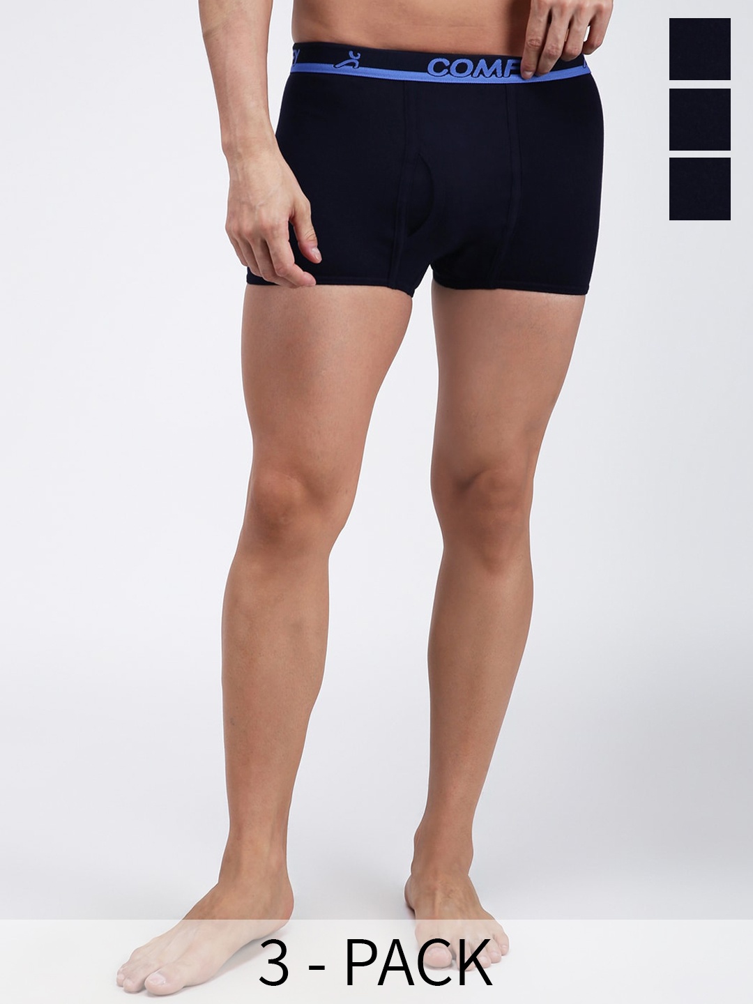 

AMUL COMFY Pack Of 3 Pure Cotton Trunks AC-MTROE-NVY-XL-3PC, Navy blue
