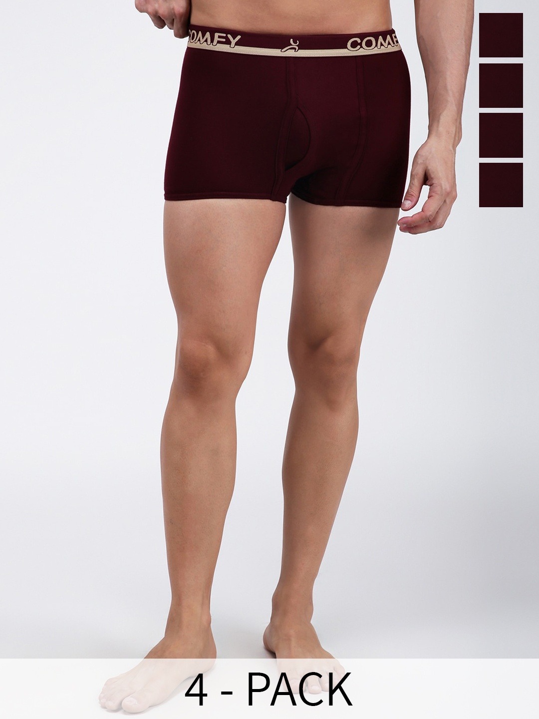 

AMUL COMFY Pack Of 4 Pure Cotton Trunks AC-MTROE-MAR-XL-4PC, Maroon