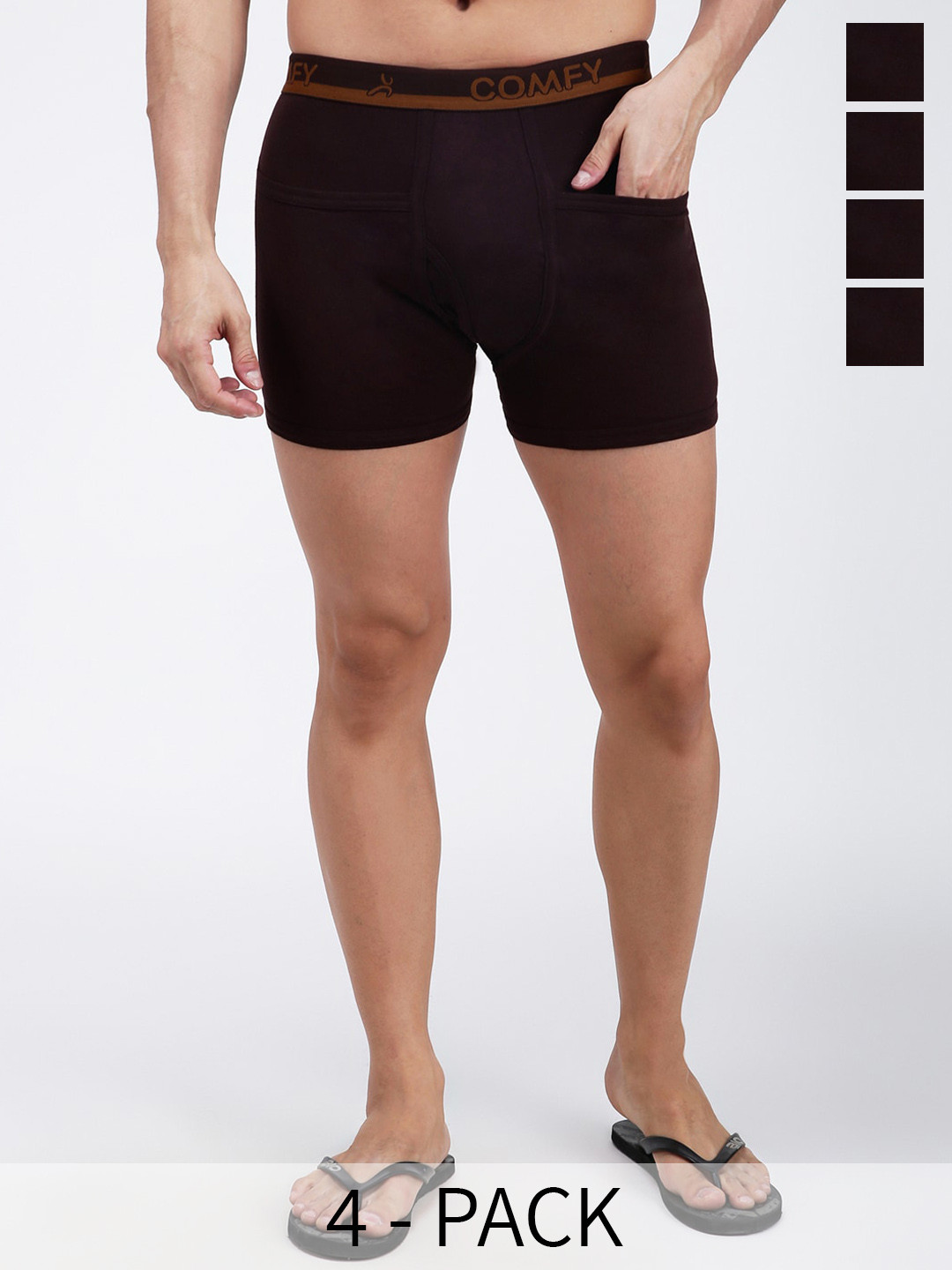 

AMUL COMFY Pack Of 4 Pure Cotton Trunks AC-PCLTROE-CB-XS-4PC, Black