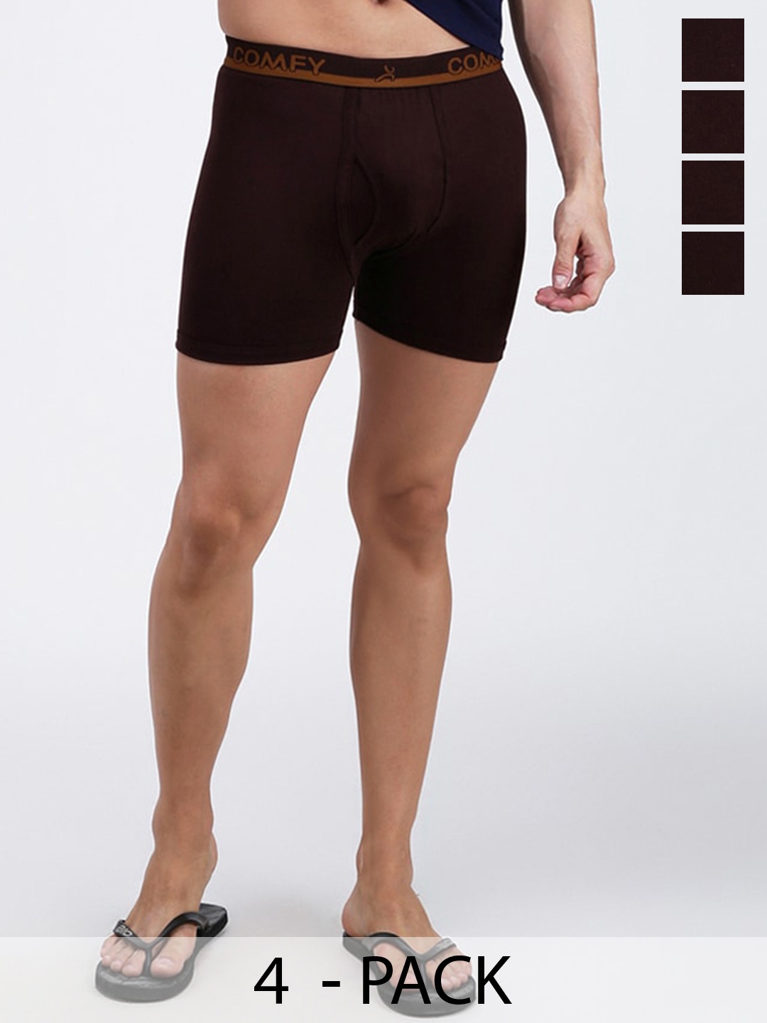 

AMUL COMFY Pack Of 4 Pure Cotton Trunks AC-LPTROE-CB-3XL-4PC, Coffee brown