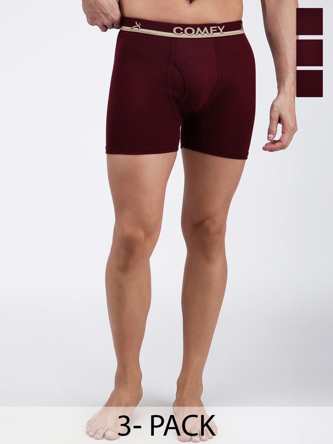 

AMUL COMFY Pack Of 3 Pure Cotton Trunks AC-LPTROE-MAR-XS-3PC, Maroon