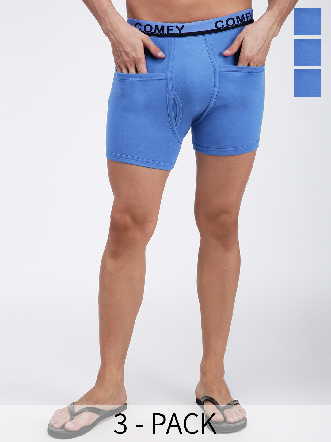 

AMUL COMFY Pack Of 3 Pure Cotton Trunks AC-PCLTROE-SKY-S-3PC, Blue
