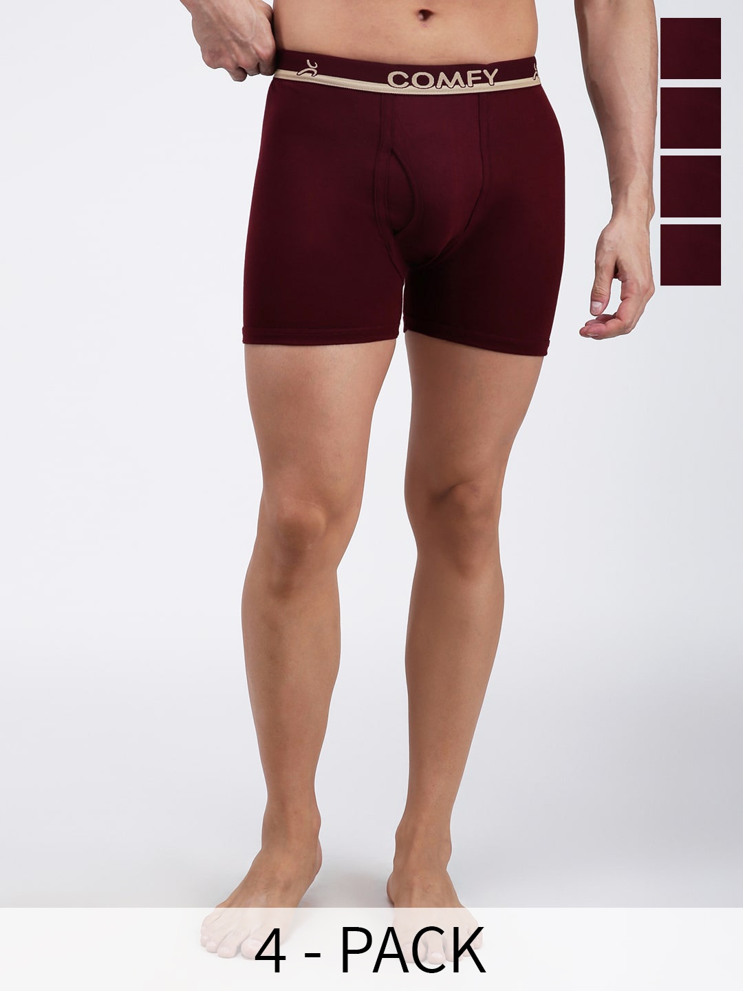 

AMUL COMFY Pack Of 4 Pure Cotton Trunk AC-LPTROE-MAR-4XL-4PC, Maroon