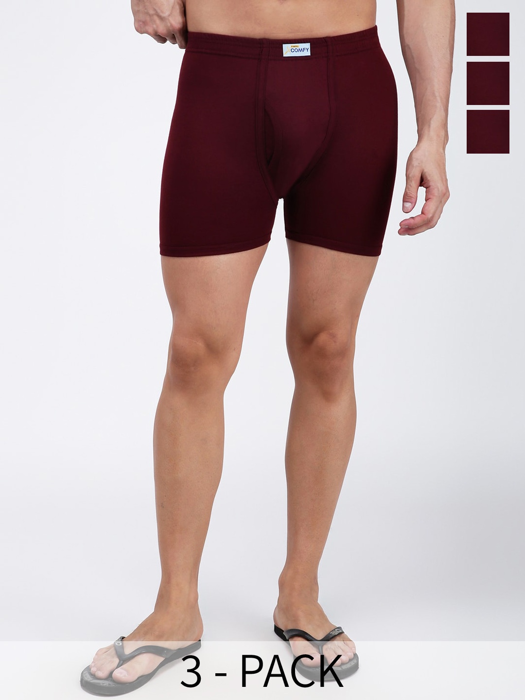 

AMUL COMFY Pack Of 3 Pure Cotton Trunks AC-FCTRIE-MAR-XL-3PC, Maroon
