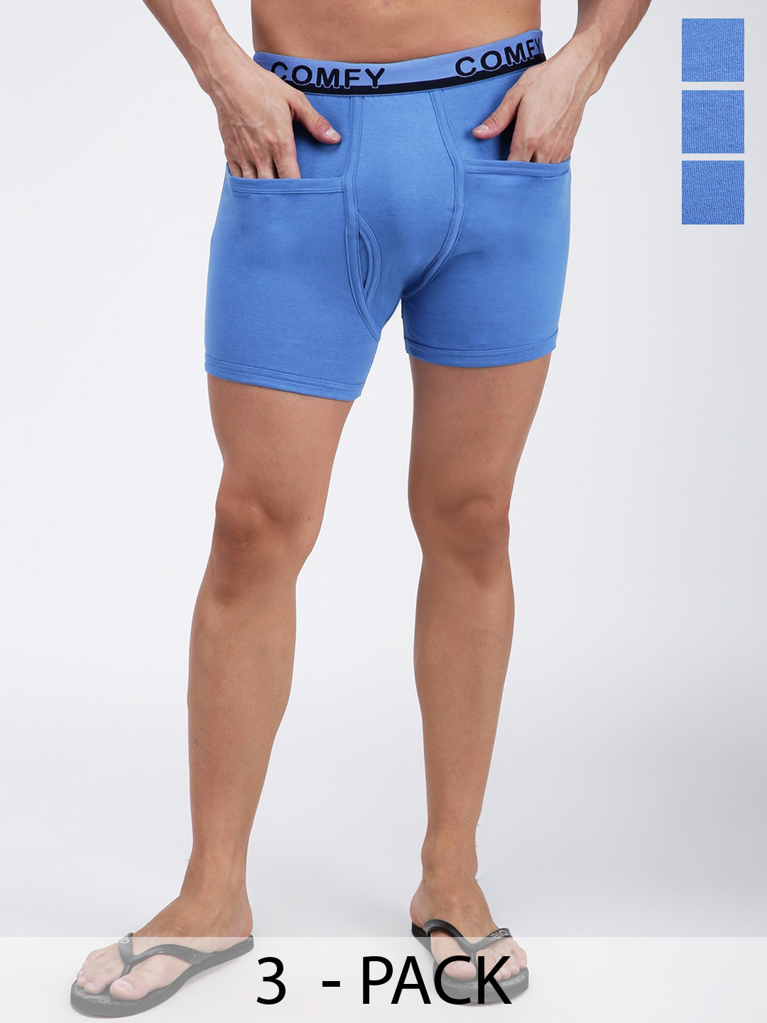 

AMUL COMFY Pack Of 3 Pure Cotton Trunks AC-PCLTROE-SKY-3XL-3PC, Blue