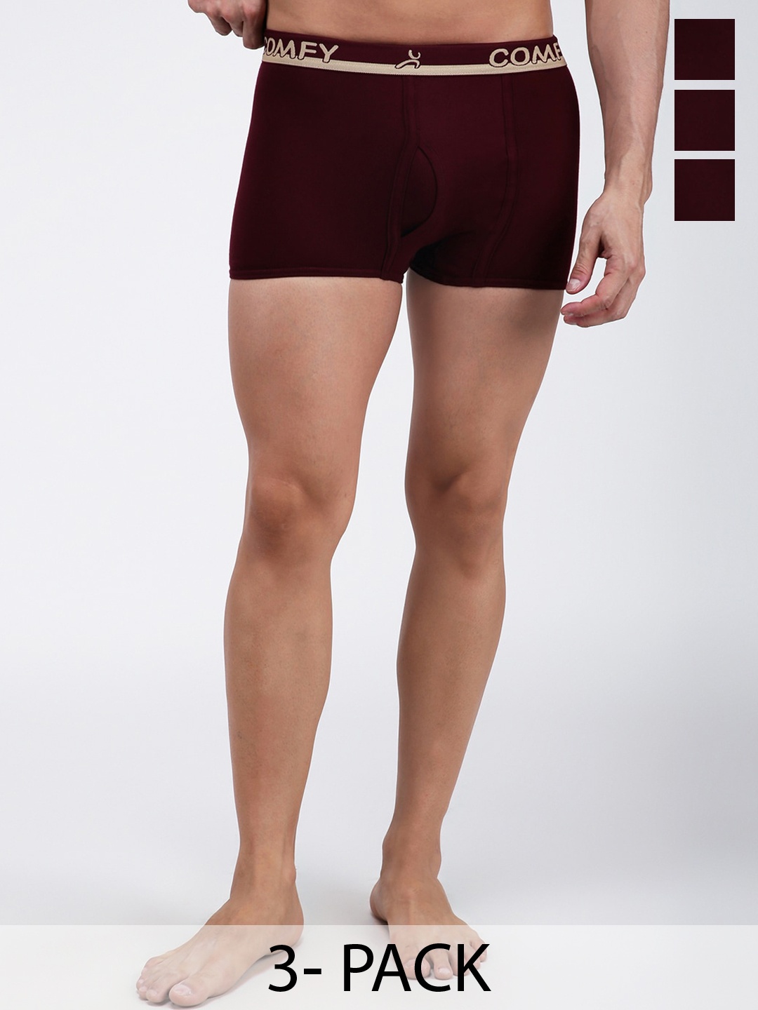 

AMUL COMFY Pack Of 3 Pure Cotton Trunks AC-MTROE-MAR-XL-3PC, Maroon