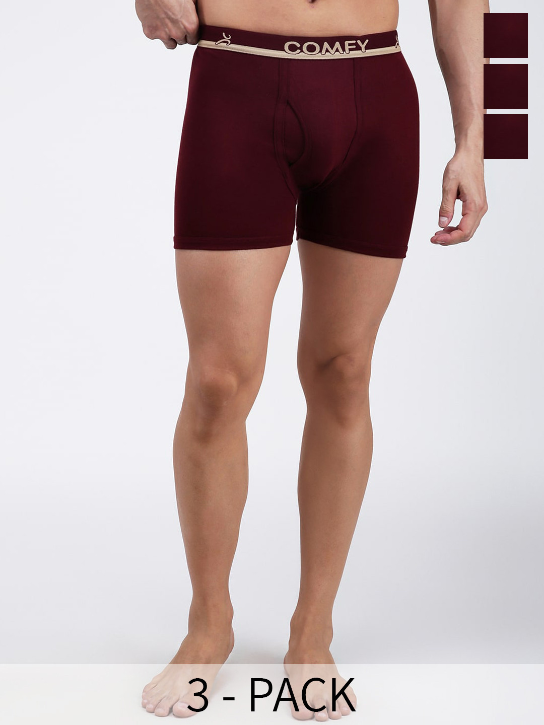 

AMUL COMFY Pack Of 3 Pure Cotton Trunk AC-LPTROE-MAR-XL-3PC, Maroon