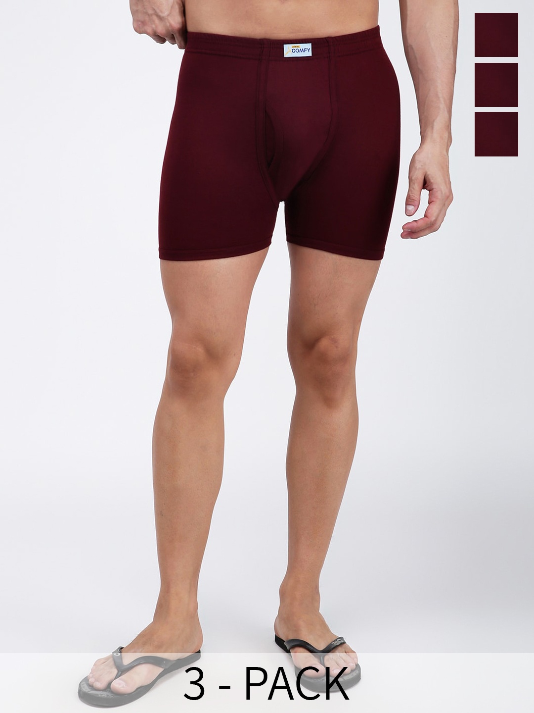 

AMUL COMFY Airforce Pack Of 3 Pure Cotton Trunks AC-FCTRIE-AF-XS-3PC, Maroon