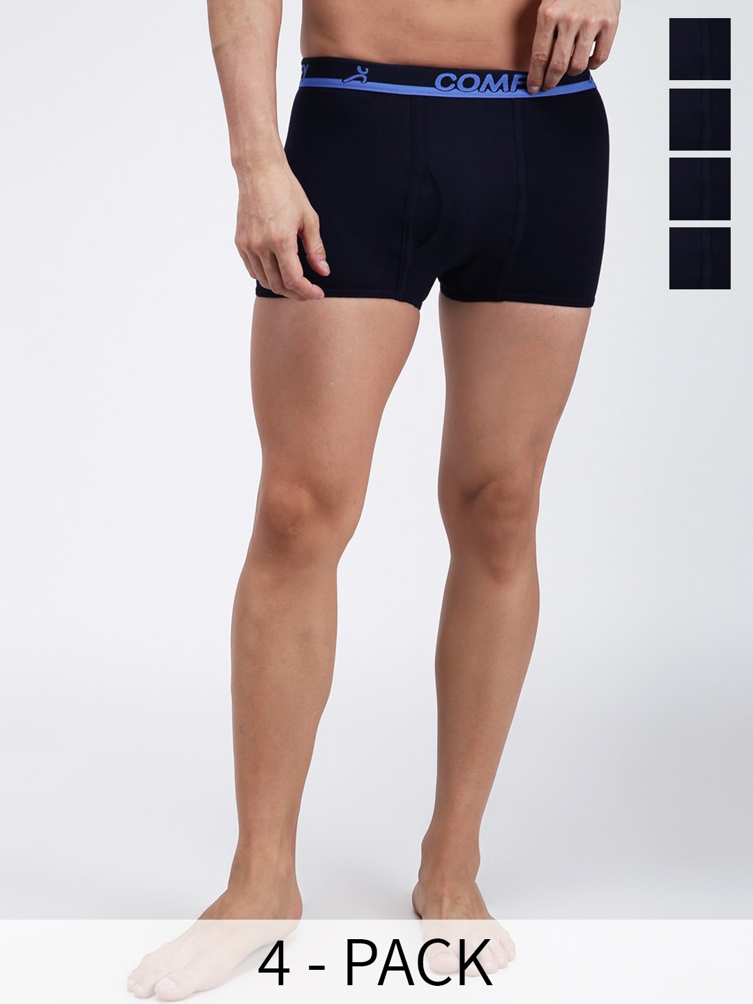 

AMUL COMFY Pack Of 4 Pure Cotton Solid Trunks AC-MTROE-NVY-XS-4PC, Navy blue
