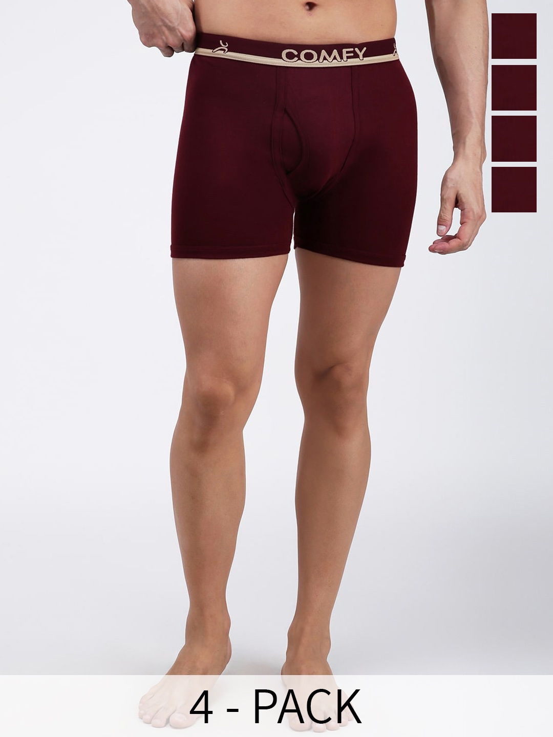 

AMUL COMFY Pack Of 4 Pure Cotton Trunks AC-LPTROE-MAR-XS-4PC, Maroon