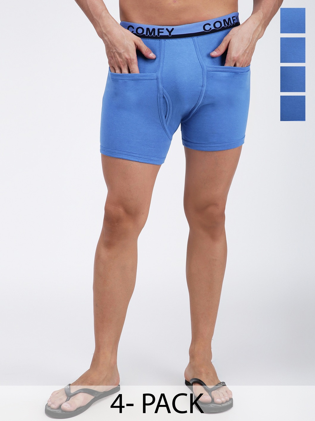 

Amul Comfy Pack Of 4 Pure Cotton Trunks AC-PCLTROE-SKY-S-4PC, Blue