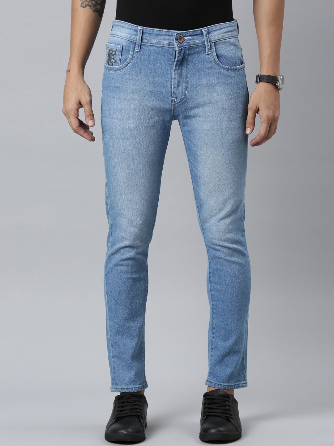 

CINOCCI Men Slim Fit Light Fade Stretchable Jeans, Blue