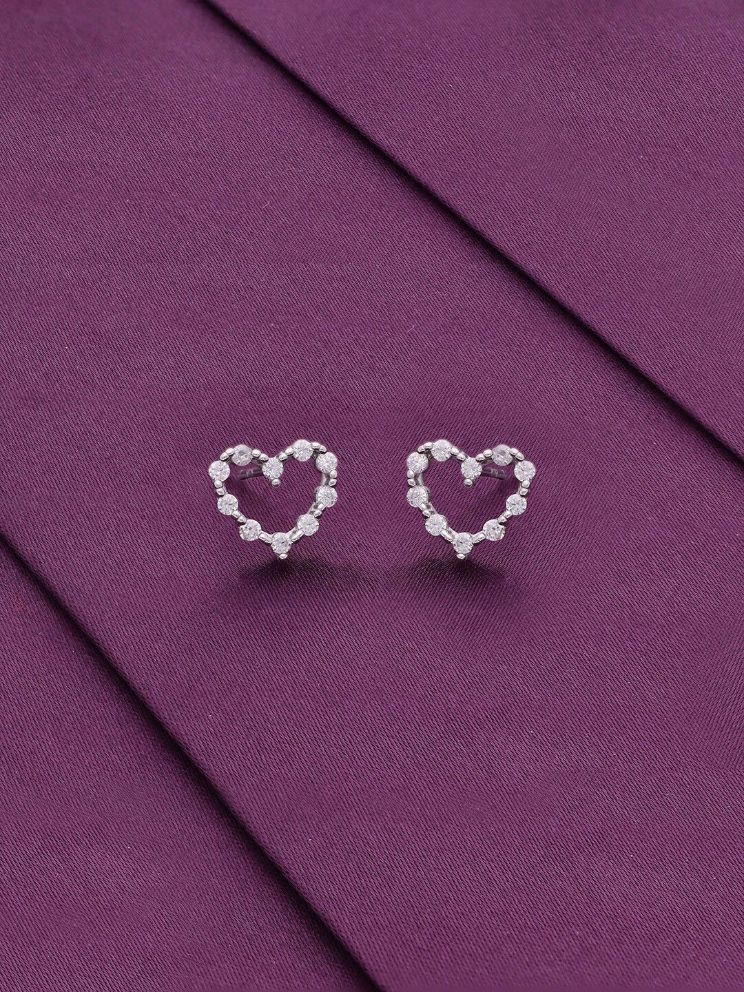 

KAI JEWEL 925 Sterling Silver Rhodium-Plated Heart Shaped Studs