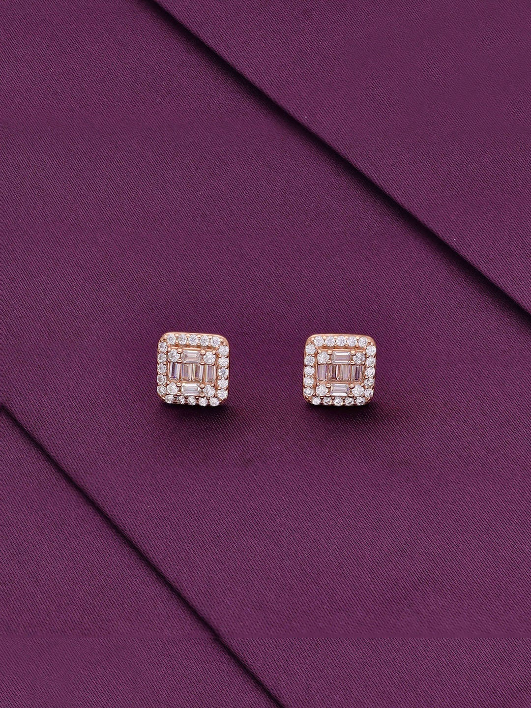 

KAI JEWEL 925 Sterling Silver Rhodium-Plated Square Studs, Rose gold
