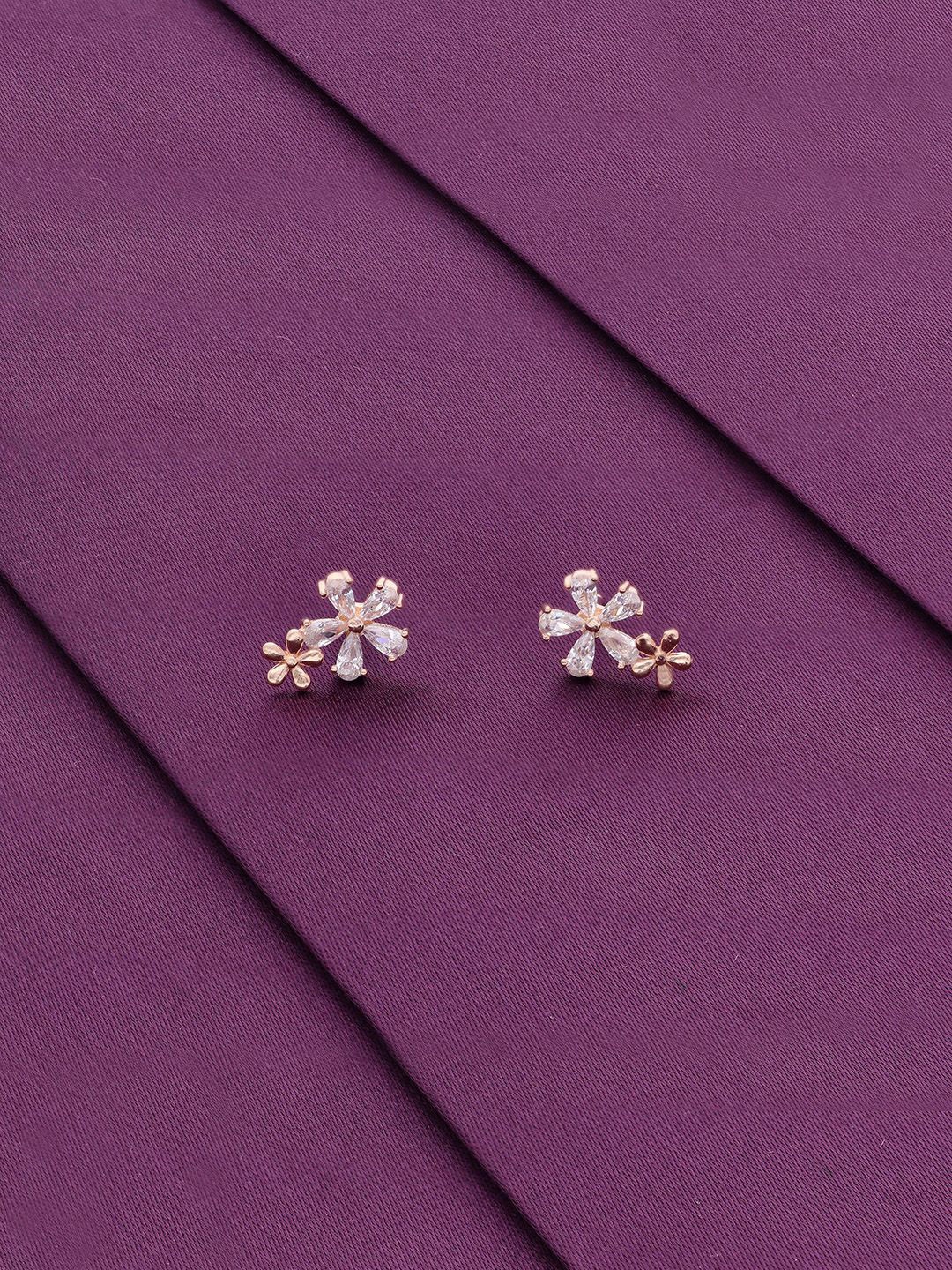 

KAI JEWELRose Gold-Plated 92.5 Sterling Silver Floral Studs Earrings, Rose gold