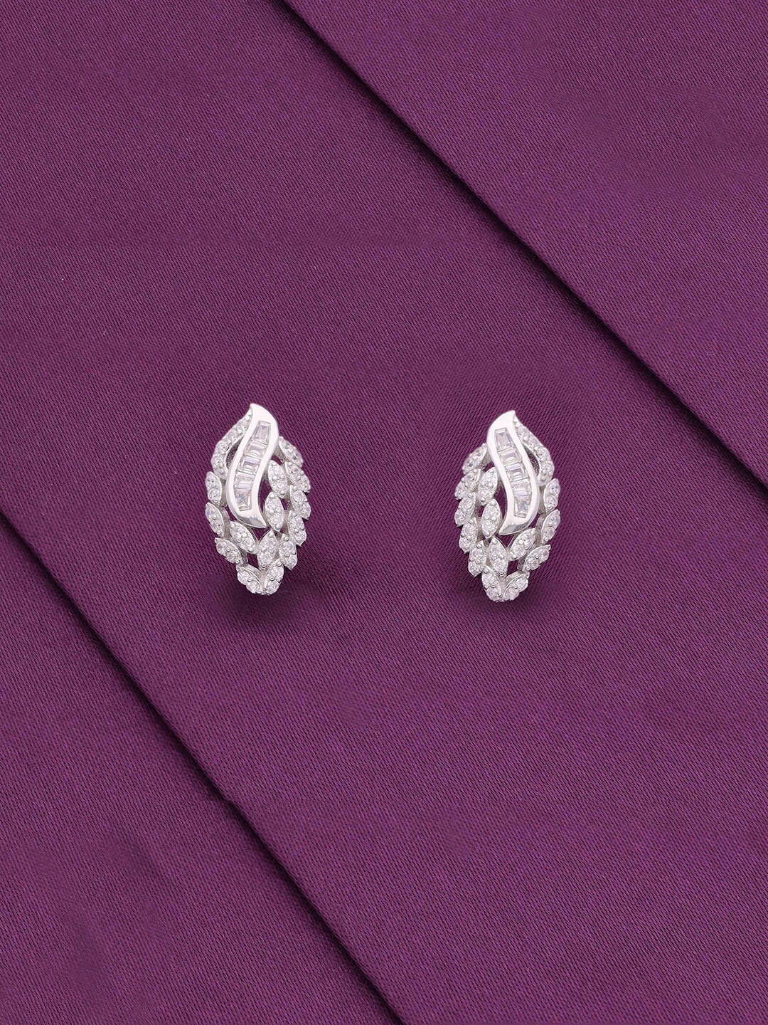 

KAI JEWEL 925 Sterling Silver Rhodium-Plated Cubic Zirconia Teardrop Shaped Studs Earrings