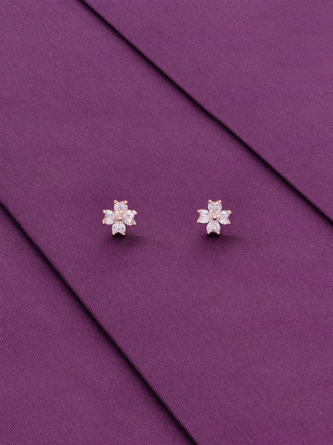 

KAI JEWEL Rhodium Plated Cubic Zirconia Sterling Silver Studs Earrings, Rose gold