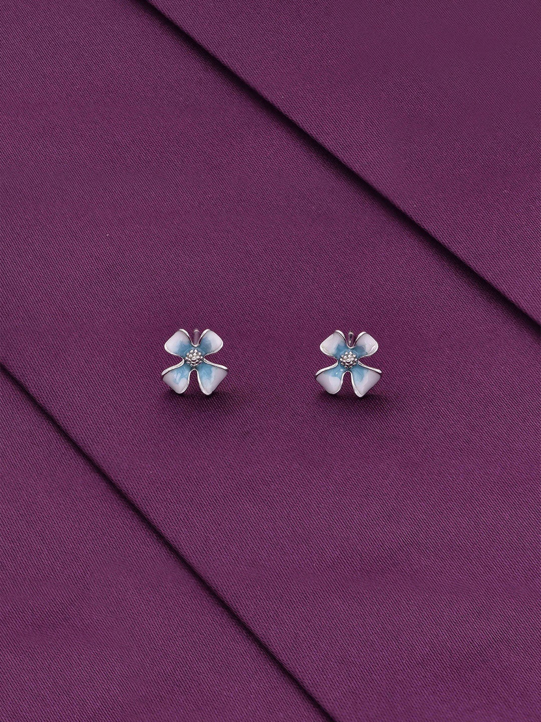 

KAI JEWEL Rhodium-Plated 92.5 Sterling Silver Floral Studs Earrings