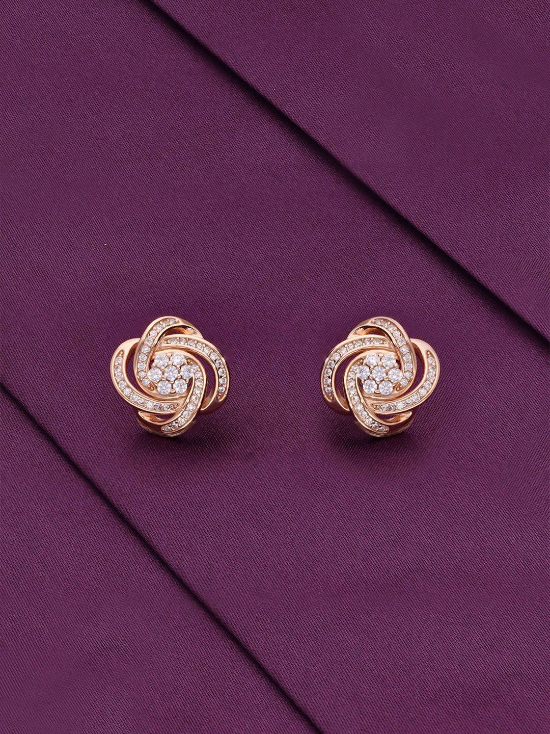 

KAI JEWEL Rose Gold-Plated 92.5 Sterling Silver Contemporary Studs Earrings