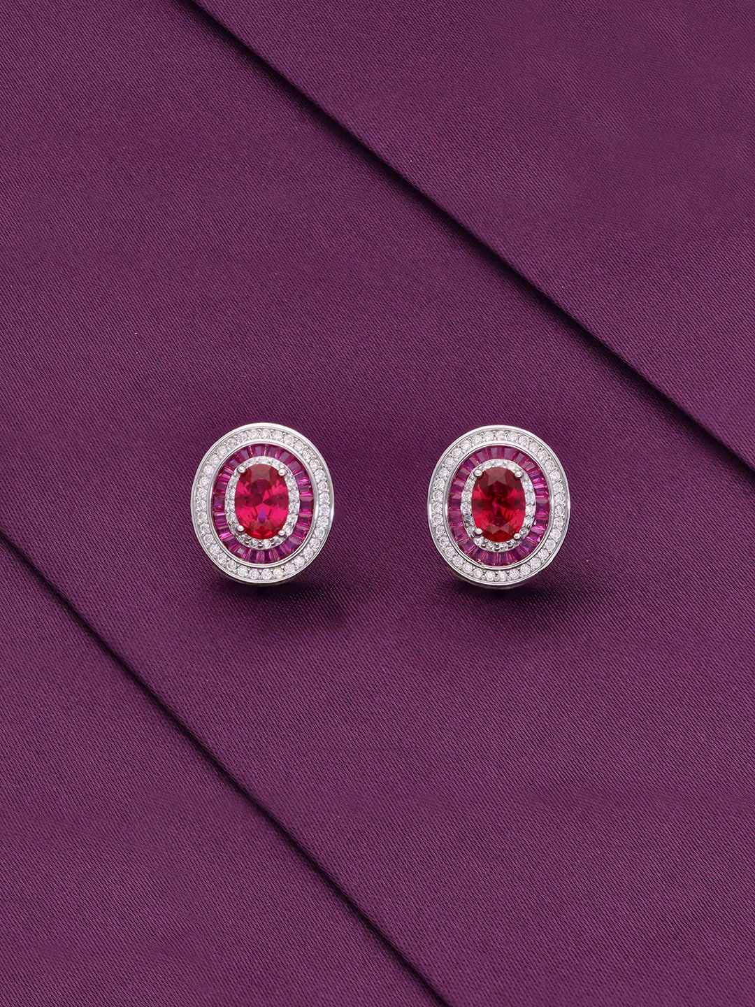 

KAI JEWEL Rhodium Plated Cubic Zirconia Sterling Silver Studs Earrings