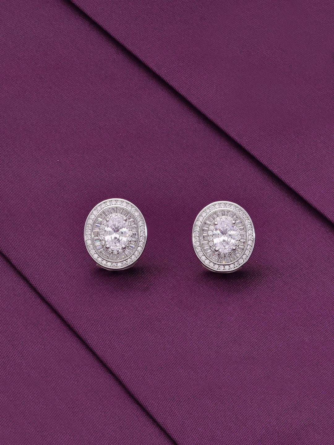 

KAI JEWEL Rhodium-Plated Circular Studs Earrings, Silver