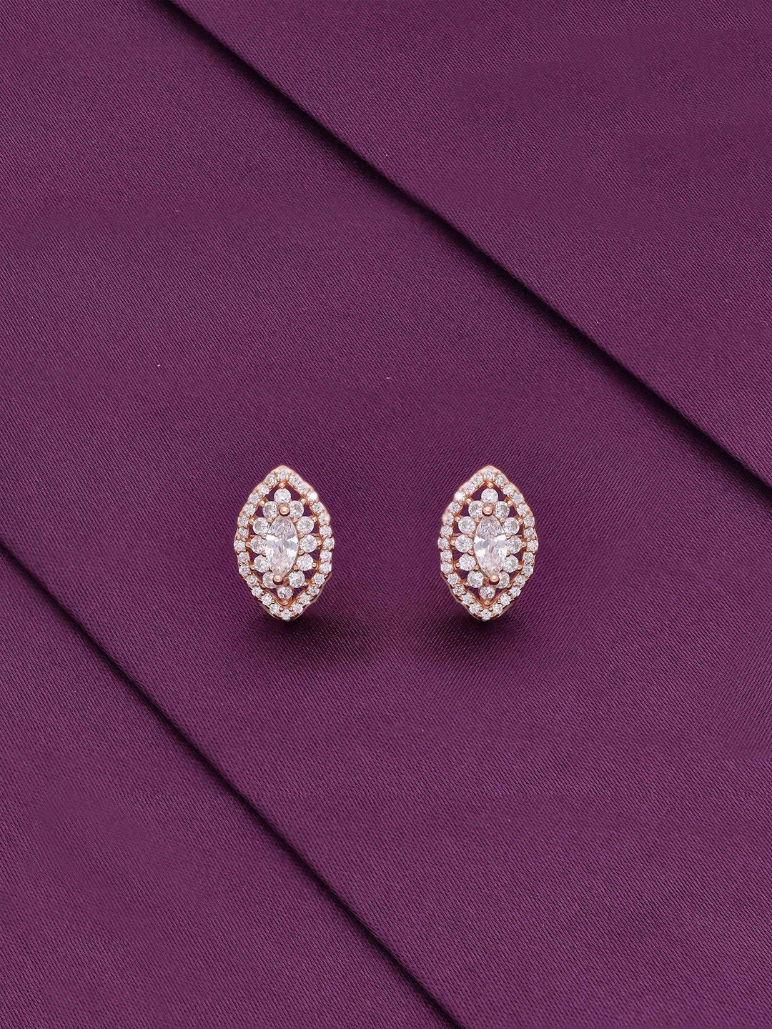 

KAI JEWEL Rhodium-Plated Teardrop Shaped Studs Earrings, Rose gold