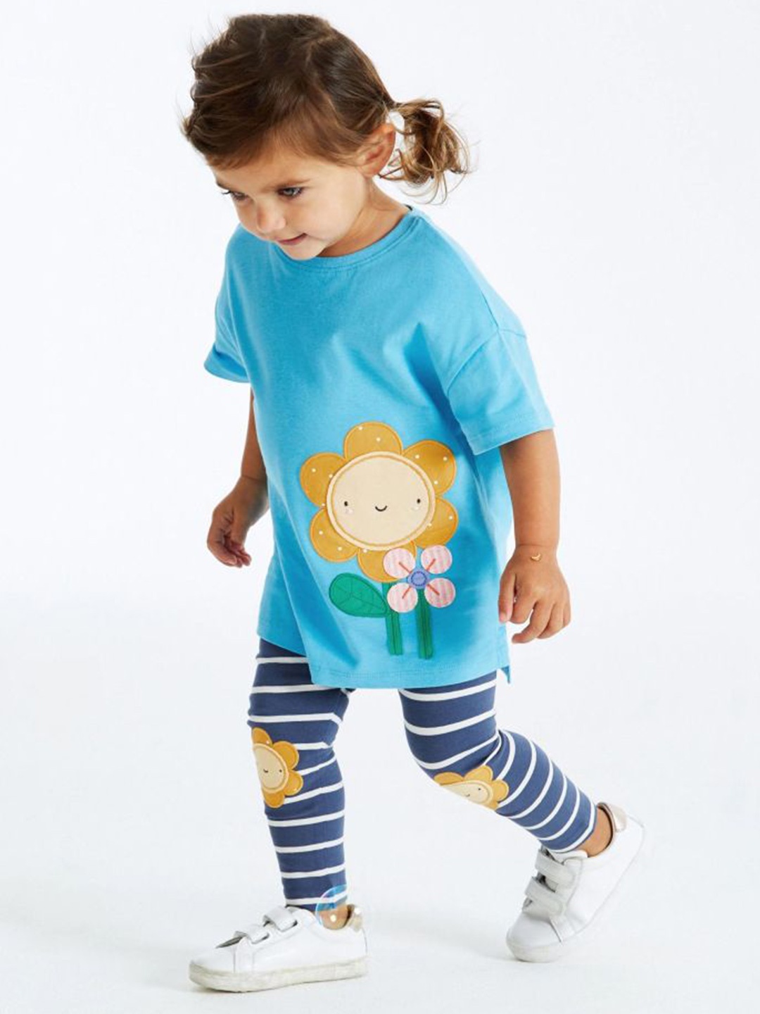 

StyleCast Girls Printed Pure Cotton Top With Leggings, Blue