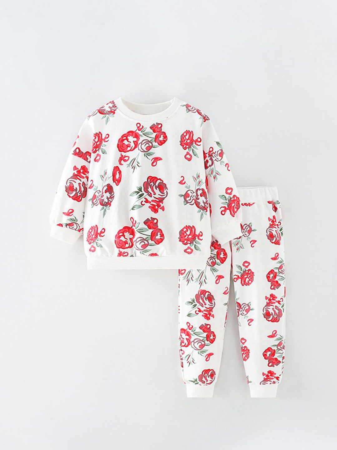 

StyleCast Girls Floral Printed Sweatshirt With Pyjamas, White