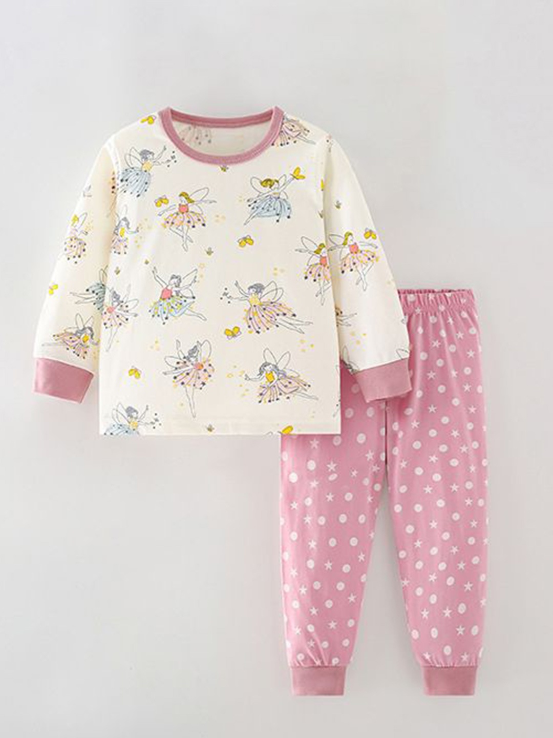 

StyleCast Girls White & Pink Printed T-shirt with Trousers