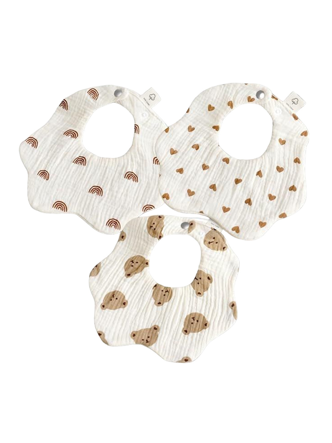 

GUCHIGU Infants Pack Of 3 Printed Cotton Bibs, White