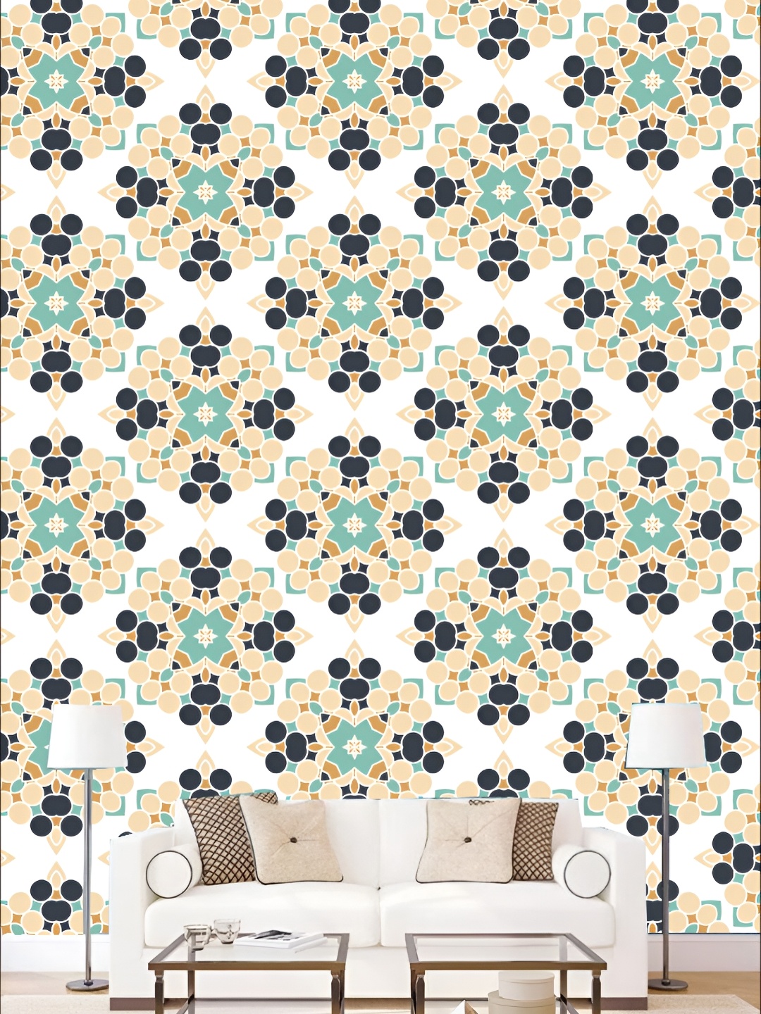 

KSHIRSA White & Beige Floral Printed Self Adhesive Wallpaper