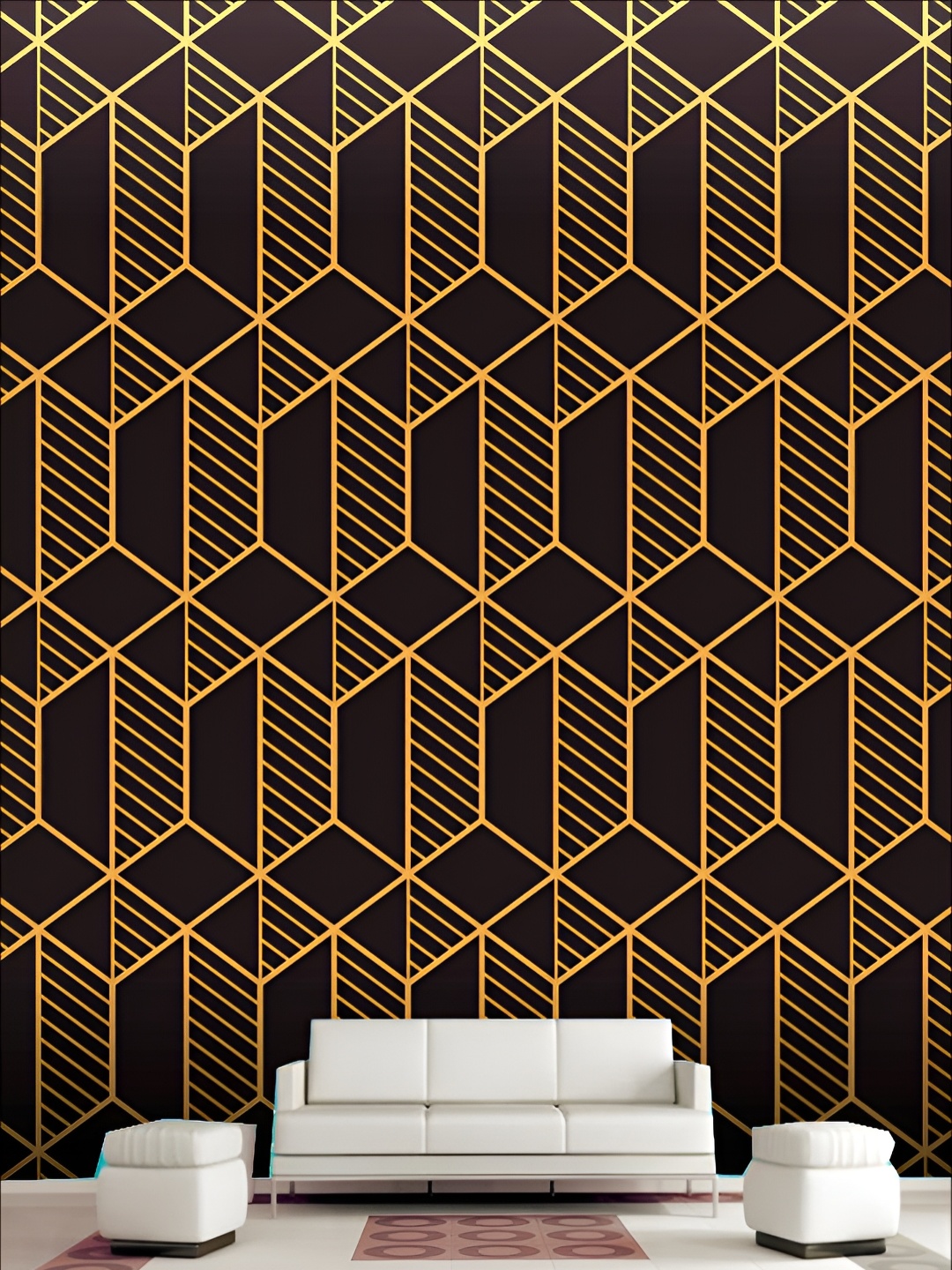 

KSHIRSA Black & Beige 3D Printed Self Adhesive Wall Sticker